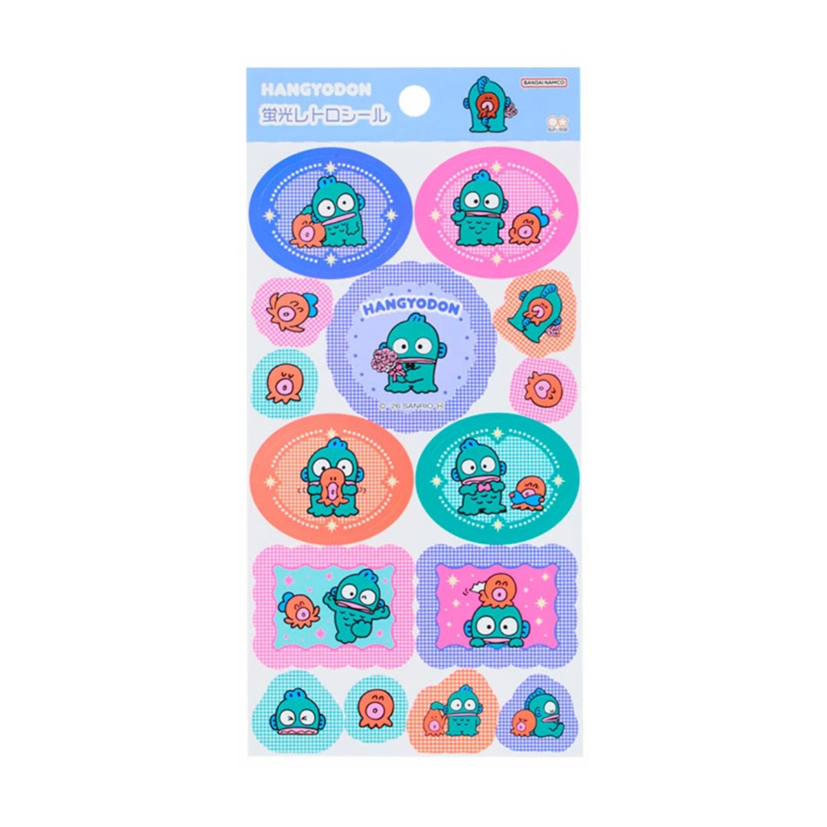 Hangyodon Fluorescent Blue Retro Sticker Sheet — Official Sanrio Kawaii Planner Stickers