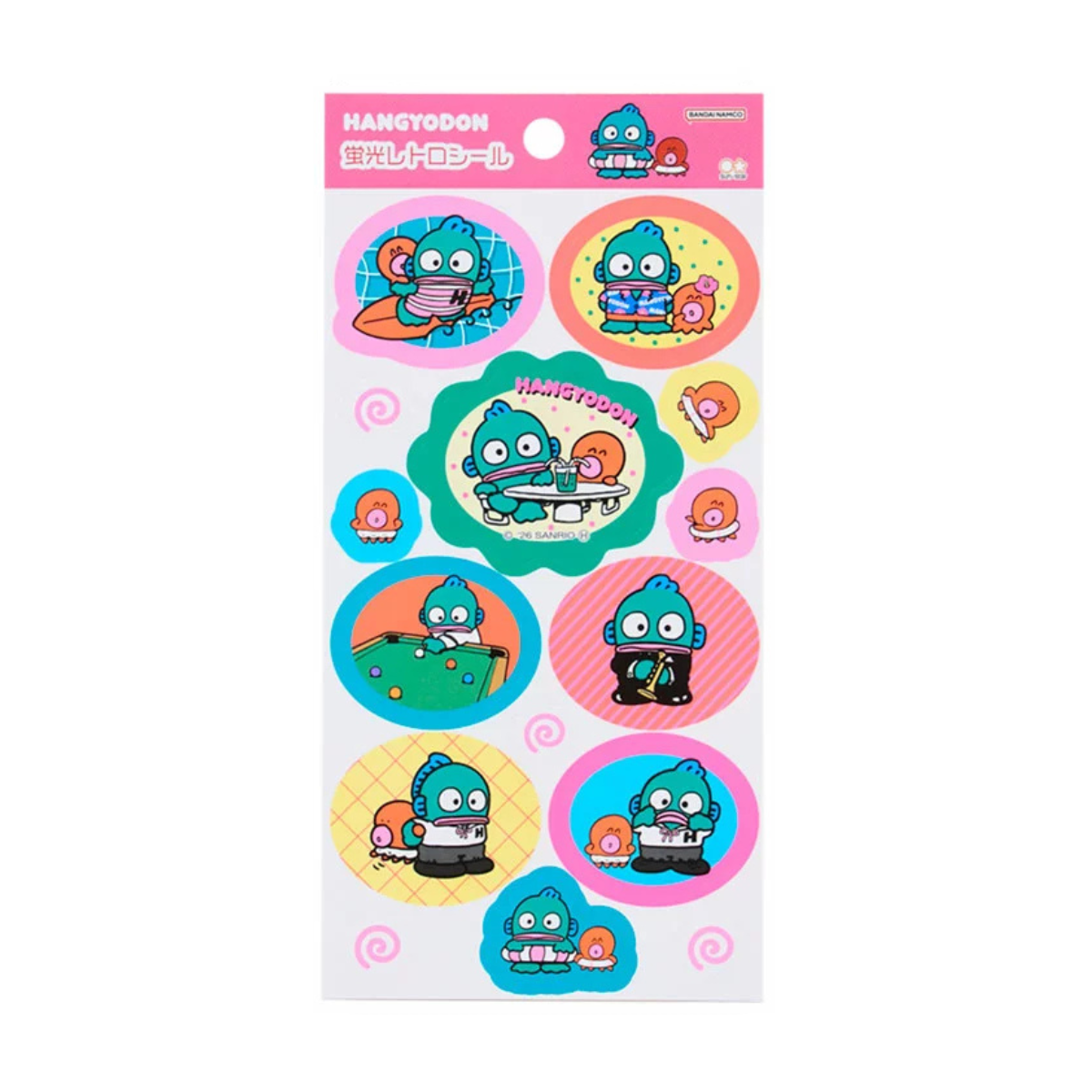 Hangyodon Fluorescent Pink Retro Sticker Sheet — Official Sanrio Kawaii Planner Stickers