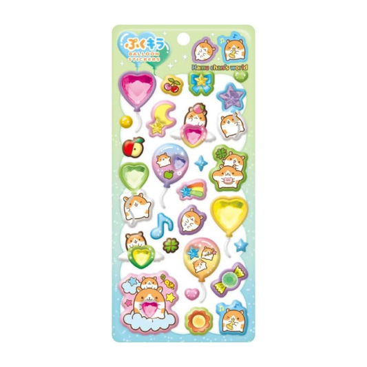 CRUX Pukukira Puffy Jewel Balloon Stickers, Hamu Chan's World
