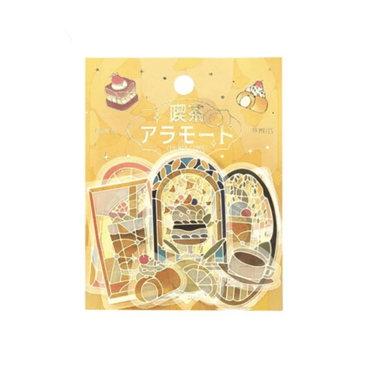 BGM Cafe a La Mode Sticker Flakes, Gold Foil Stained Glass (Yellow) - Dream Beam