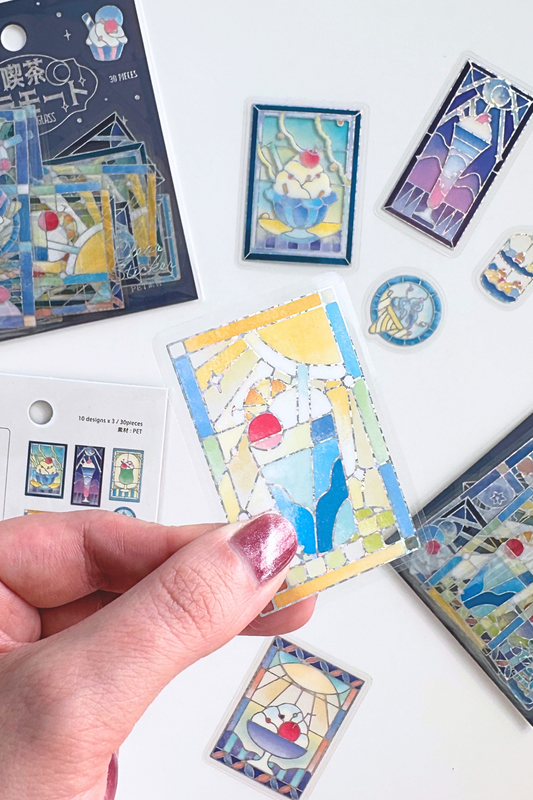 BGM Cafe a La Mode Sticker Flakes, Holographic Stained Glass (Blue) - Dream Beam